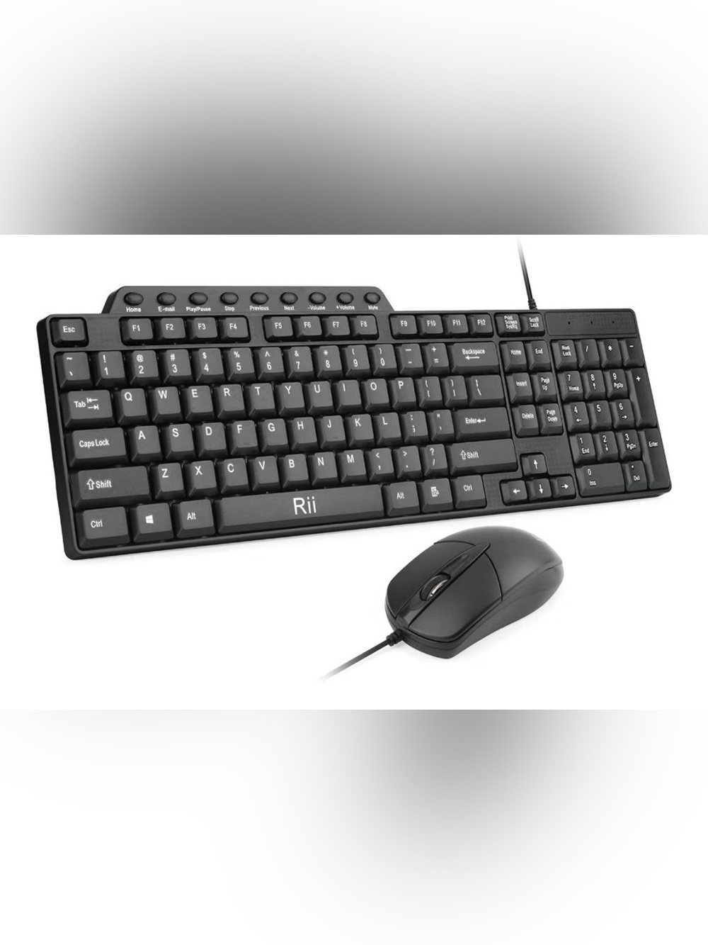 Rii RK203 Ultra Full Size Slim USB Basic Wired Mouse and Keyboard Combo Set